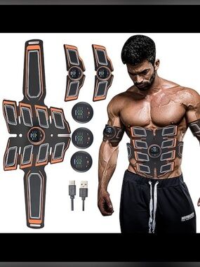 Wireless Abs Stimulator Trainer - Black and Blue